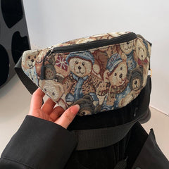 Cute Bear Pattern Chest Bag with Mini Purse