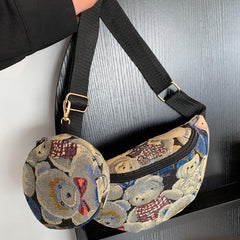 Cute Bear Pattern Chest Bag with Mini Purse