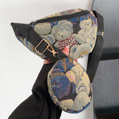 Cute Bear Pattern Chest Bag with Mini Purse