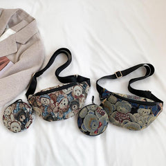 Cute Bear Pattern Chest Bag with Mini Purse
