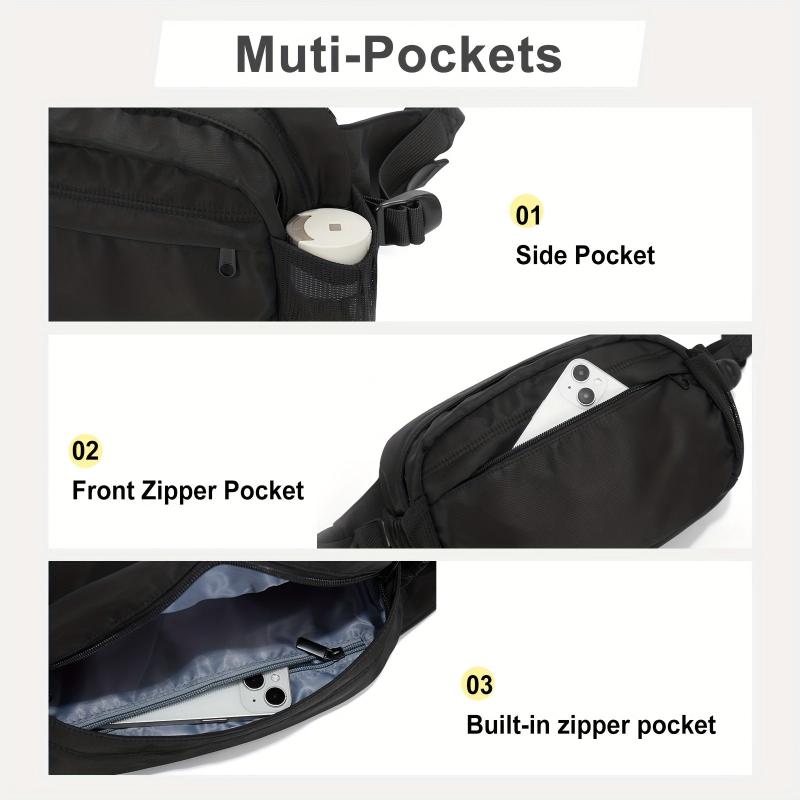 Solid Waist Bag All Match Zipper Fancy Pack Sports Chest Bag
