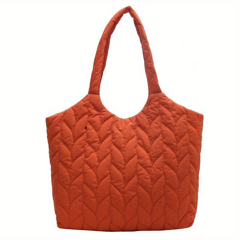 Puffy Embroidery Tote Bag Large Shoulder Handbag