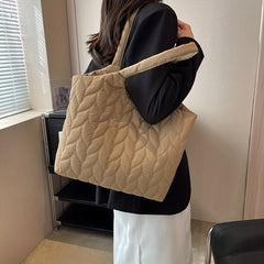 Puffy Embroidery Tote Bag Large Shoulder Handbag