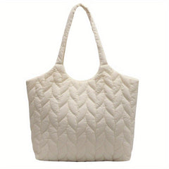 Puffy Embroidery Tote Bag Large Shoulder Handbag