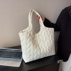 Puffy Embroidery Tote Bag Large Shoulder Handbag