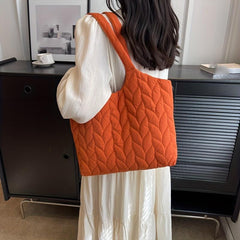 Puffy Embroidery Tote Bag Large Shoulder Handbag