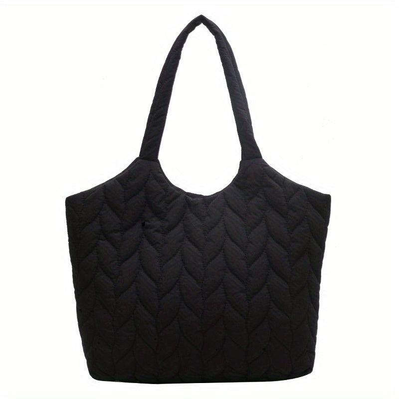 Puffy Embroidery Tote Bag Large Shoulder Handbag