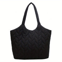 Puffy Embroidery Tote Bag Large Shoulder Handbag