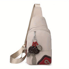 Flower Embroidery Sling Bag Nylon Crossbody Chest Bag