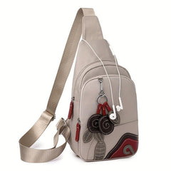 Flower Embroidery Sling Bag Nylon Crossbody Chest Bag
