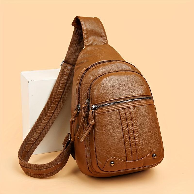 Vintage Pocket Chest Bag Crossbody Zipper Bag Women's Sling Purse