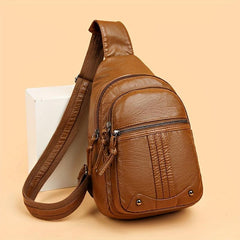 Vintage Pocket Chest Bag Crossbody Zipper Bag Women's Sling Purse