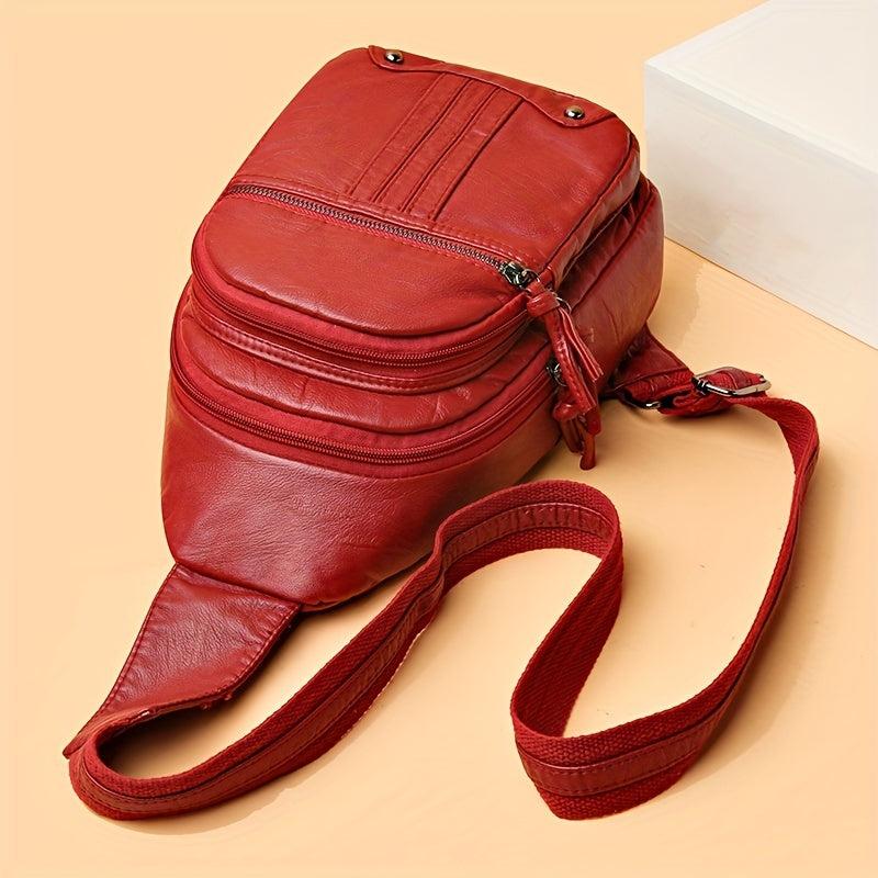 Vintage Pocket Chest Bag Crossbody Zipper Bag Women's Sling Purse
