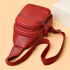 Vintage Pocket Chest Bag Crossbody Zipper Bag Women's Sling Purse