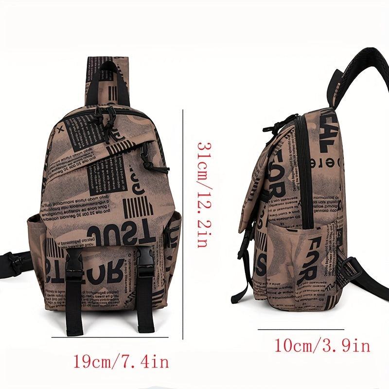 Casual Letter Pattern Sling Bag Vintage Crossbody Bag