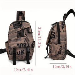 Casual Letter Pattern Sling Bag Vintage Crossbody Bag