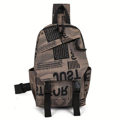 Casual Letter Pattern Sling Bag Vintage Crossbody Bag