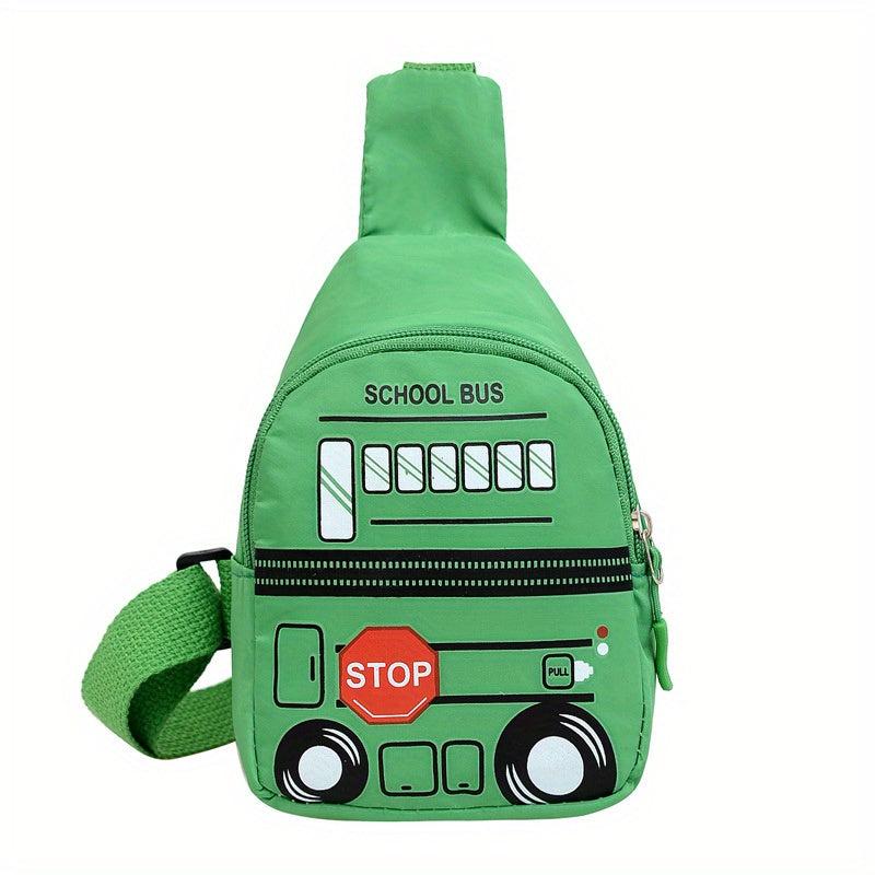 Cartoon School Bus Mini Chest Bag Zipper Crossbody Bag Nylon Fanny Pack