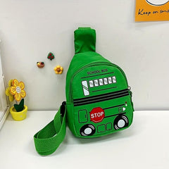 Cartoon School Bus Mini Chest Bag Zipper Crossbody Bag Nylon Fanny Pack