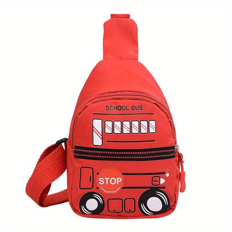 Cartoon School Bus Mini Chest Bag Zipper Crossbody Bag Nylon Fanny Pack