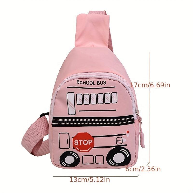 Cartoon School Bus Mini Chest Bag Zipper Crossbody Bag Nylon Fanny Pack