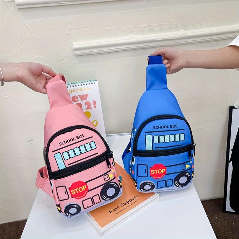 Cartoon School Bus Mini Chest Bag Zipper Crossbody Bag Nylon Fanny Pack