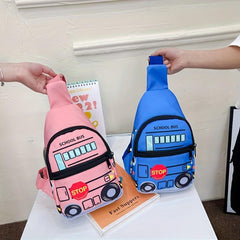 Cartoon School Bus Mini Chest Bag Zipper Crossbody Bag Nylon Fanny Pack