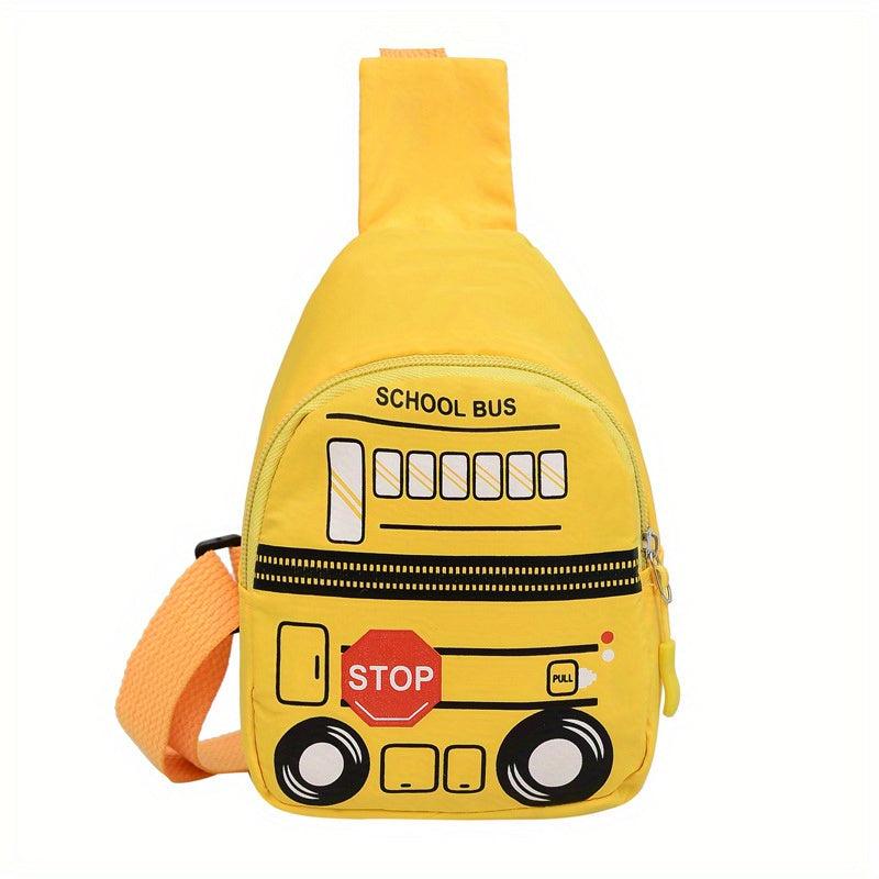 Cartoon School Bus Mini Chest Bag Zipper Crossbody Bag Nylon Fanny Pack