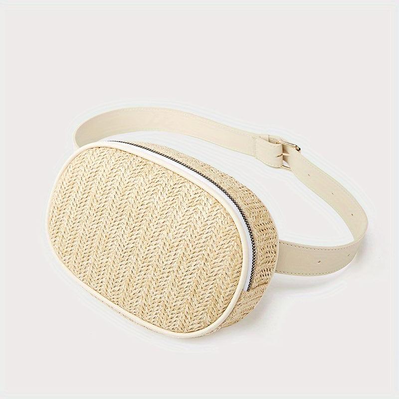 Straw Woven Summer Chest Bag Braided Crossbody Fanny Pack
