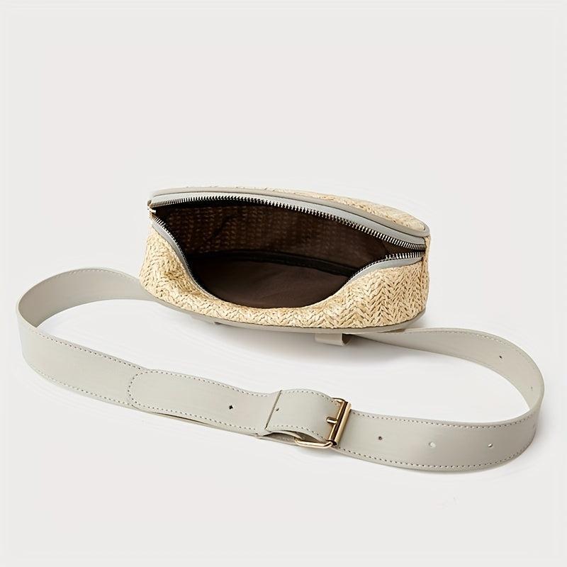 Straw Woven Summer Chest Bag Braided Crossbody Fanny Pack
