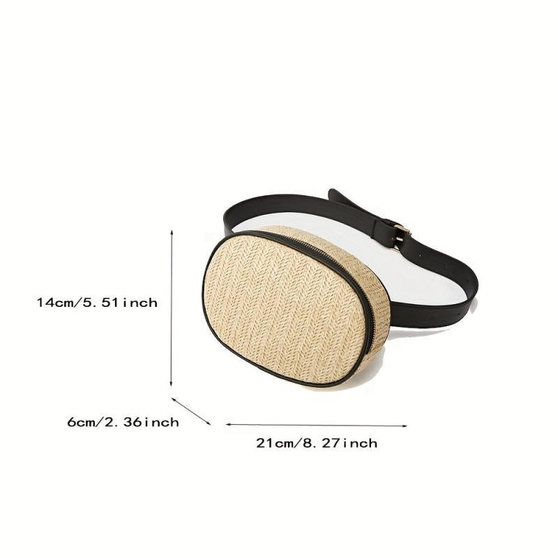 Straw Woven Summer Chest Bag Braided Crossbody Fanny Pack