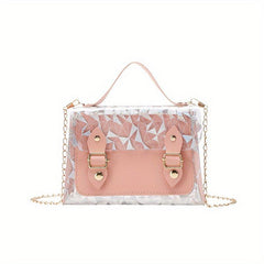 Metal Chain Crossbody Jelly Bag PU Leather Textured Bag Purse