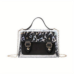Metal Chain Crossbody Jelly Bag PU Leather Textured Bag Purse