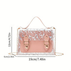 Metal Chain Crossbody Jelly Bag PU Leather Textured Bag Purse