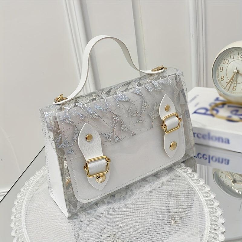 Metal Chain Crossbody Jelly Bag PU Leather Textured Bag Purse