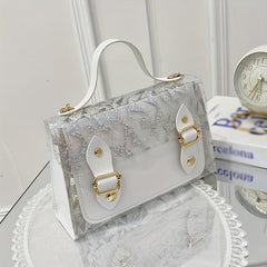Metal Chain Crossbody Jelly Bag PU Leather Textured Bag Purse