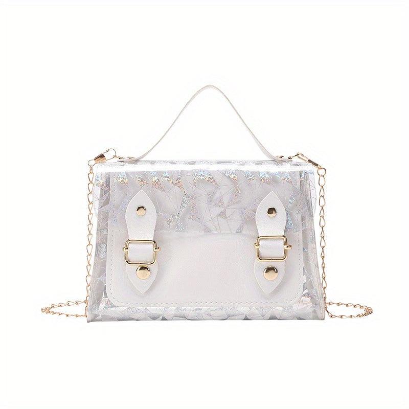 Metal Chain Crossbody Jelly Bag PU Leather Textured Bag Purse