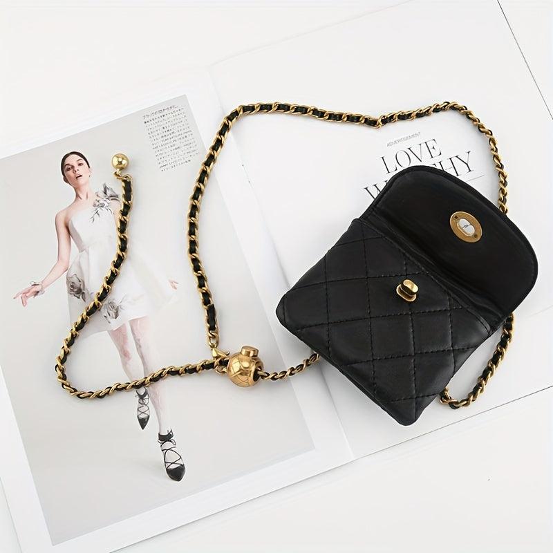 Argyle Quilted Chain Belt Bag for Women