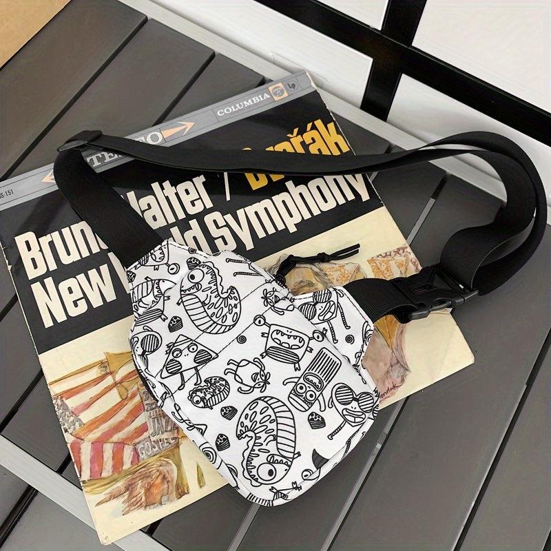 Cartoon Animal Graffiti Sling Bag for Sports Travel