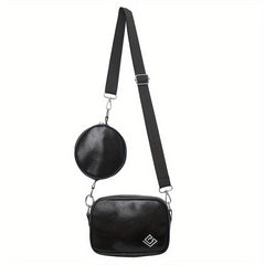 Geo Pattern Square Bag With Coin Purse Mini PU Leather Crossbody Bag