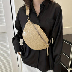Glossy Chest Bag PU Leather Textured Adjustable Strap Crossbody Bag