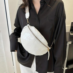 Glossy Chest Bag PU Leather Textured Adjustable Strap Crossbody Bag