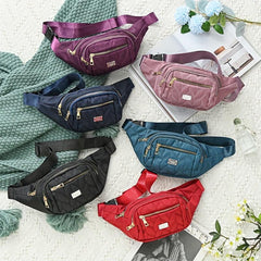 Embroidered Nylon Waist Bag Crossbody Bag