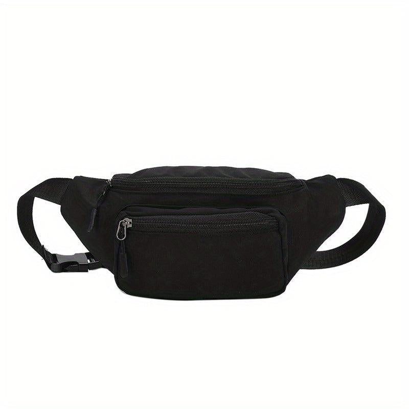 Canvas Fanny Pack Double Zipper Chest Purse Casual Sports Phone Bag