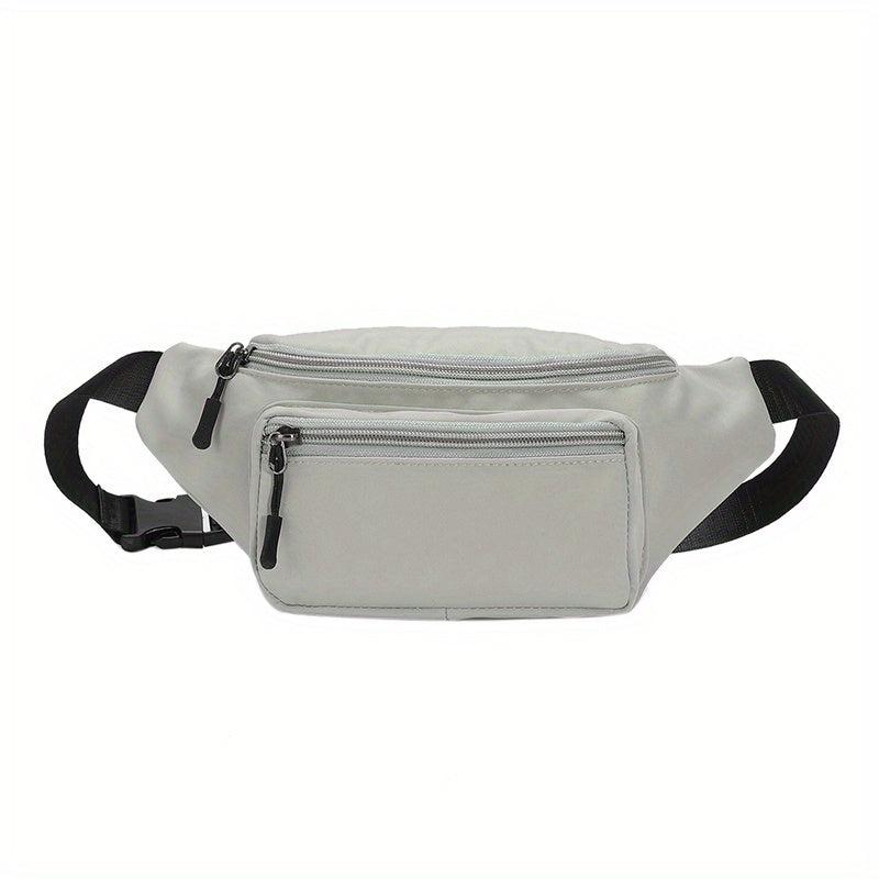 Canvas Fanny Pack Double Zipper Chest Purse Casual Sports Phone Bag