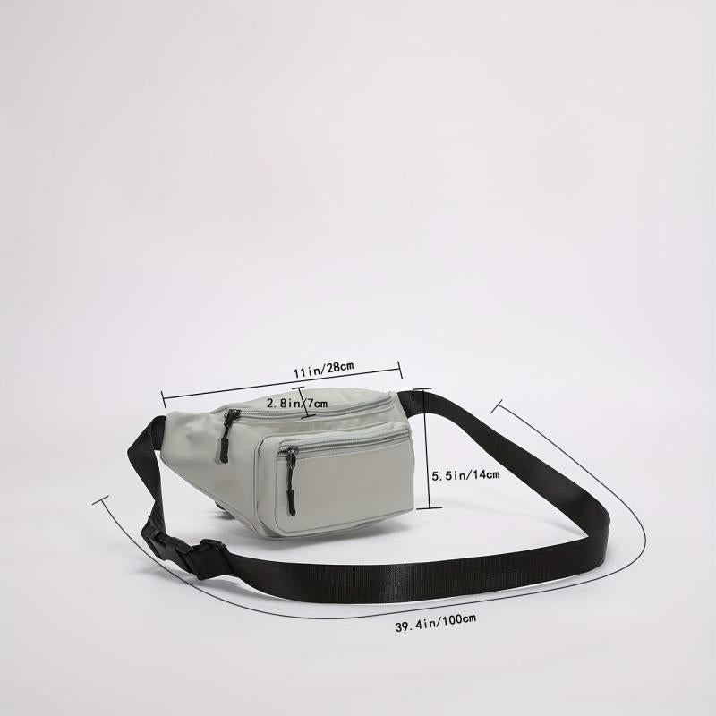 Canvas Fanny Pack Double Zipper Chest Purse Casual Sports Phone Bag