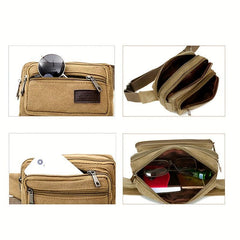 Casual Solid Waist Bag Outdoor Zipper Fancy Pack Canvas Coin Purse