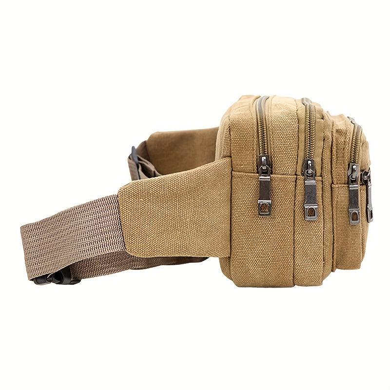 Casual Solid Waist Bag Outdoor Zipper Fancy Pack Canvas Coin Purse