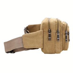 Casual Solid Waist Bag Outdoor Zipper Fancy Pack Canvas Coin Purse