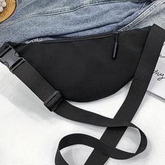 Chain Decor Fanny Pack Nylon Crossbody Bag